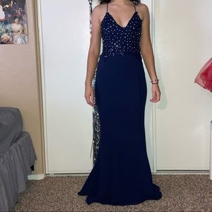dark blue prom dress from windsor